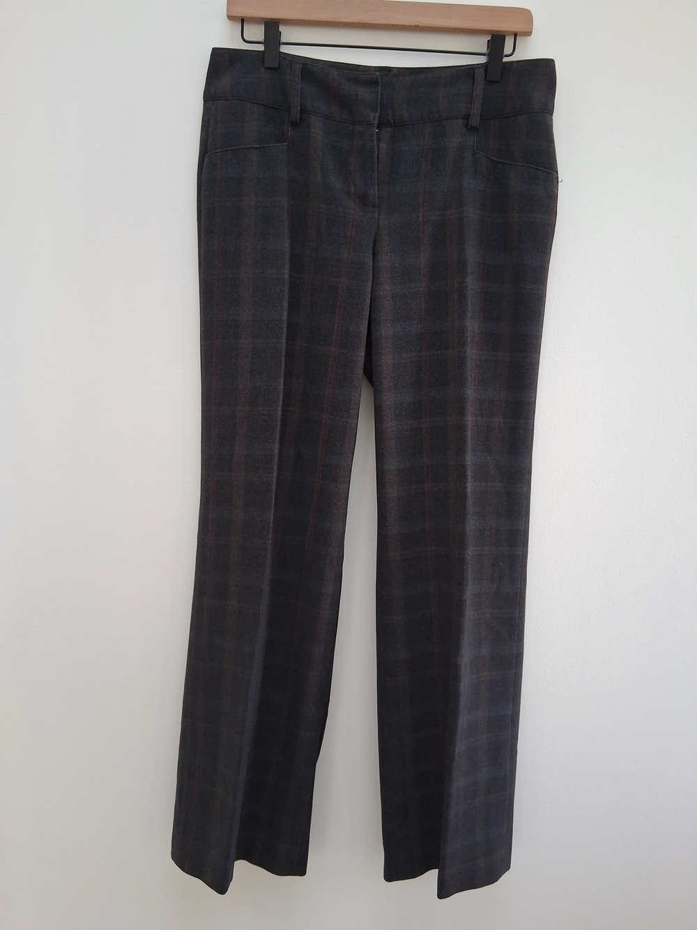 Sharagano Dark Gray Plaid Dress Trousers Size 6 Classic Businesd Casual Office